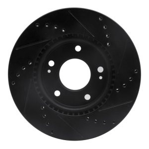 Hyundai Ioniq Brake Rotor (1) - Front Left - R1 Concepts - Drilled & Slotted - Black - `17-`22
